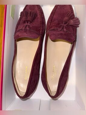 Cole Haan Wine Suede Tassel Loafers